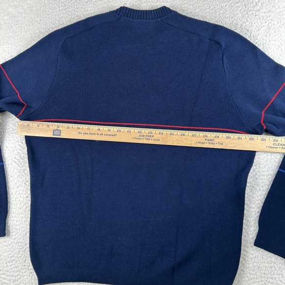 Vintage CB Sports Sweater Mens Large Navy Blue Knit Crewneck Stripe 90s Retro - Picture 12 of 14